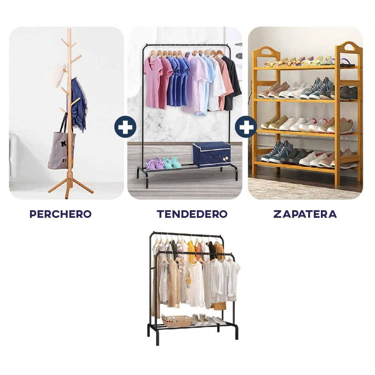 Perchero Closet Doble de Metal